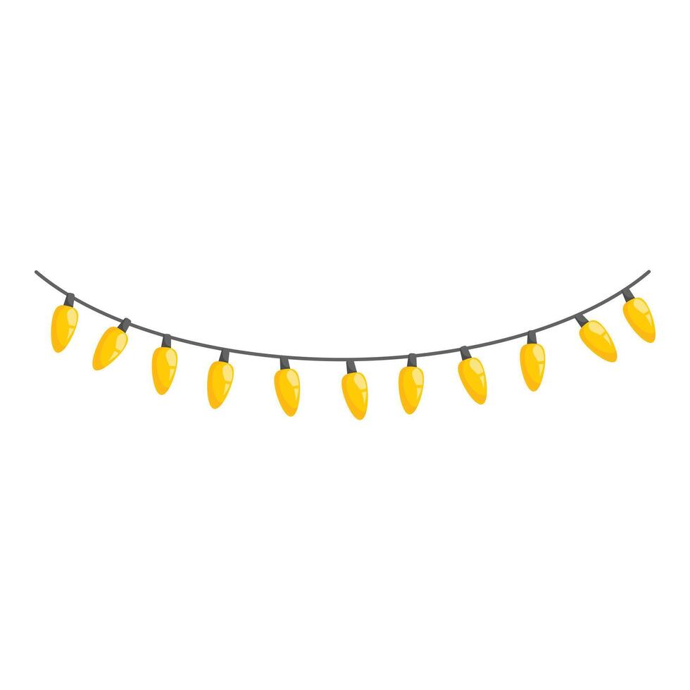 String of yellow lights hanging on a black wire vector