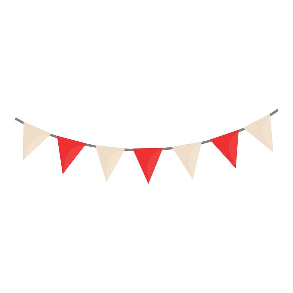 Red and beige triangle flags hanging on a string decoration vector