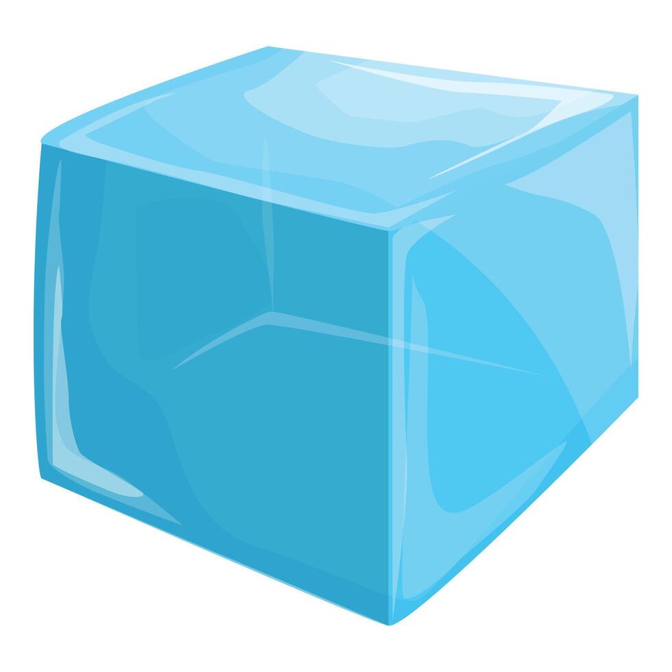 Single blue ice cube freezing making cold square shape vector