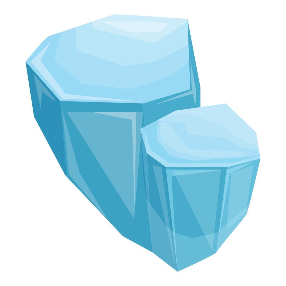Two bright blue icebergs floating in the ocean vector
