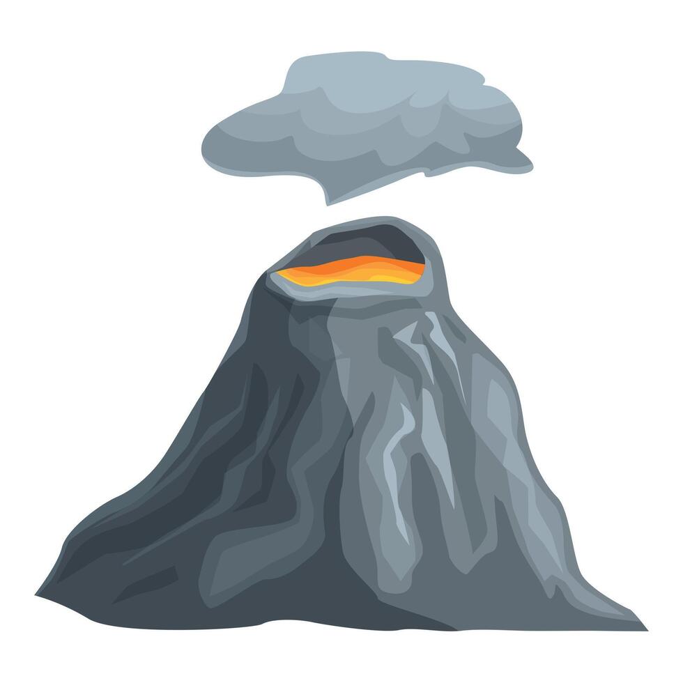 Cartoon illustration of a volcano erupting with smoke vector