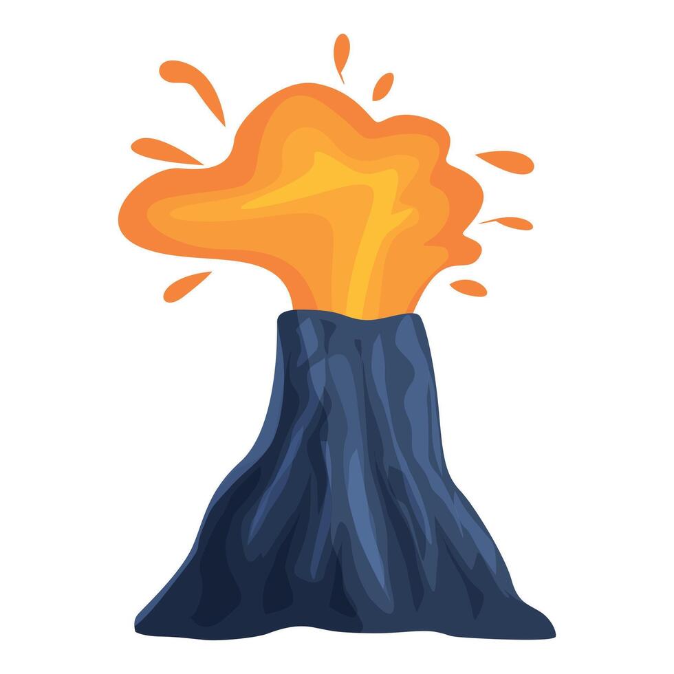 Cartoon volcano erupting with molten lava flowing vector