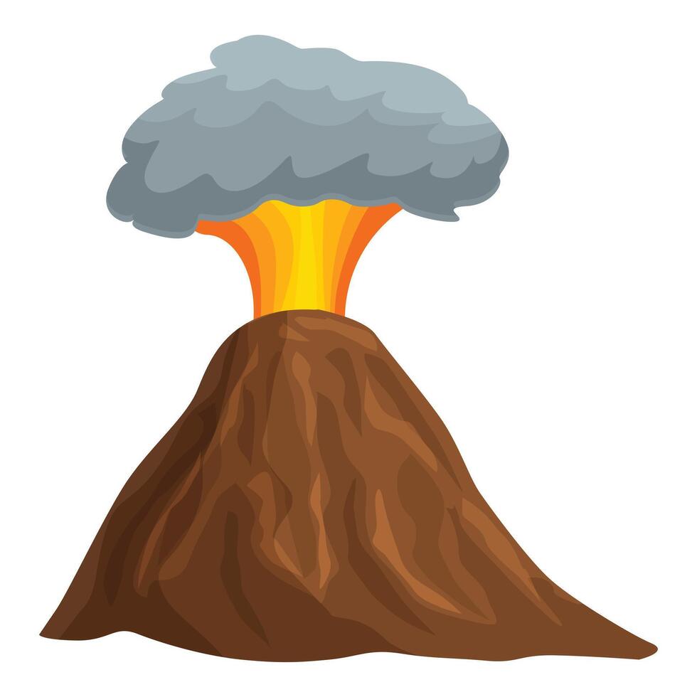 Volcano erupting with molten lava and ash cloud vector