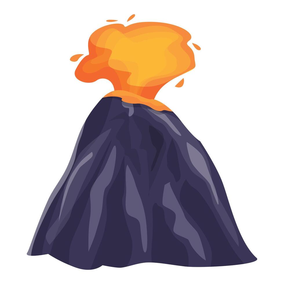 Volcano erupting with molten lava spewing out from crater vector