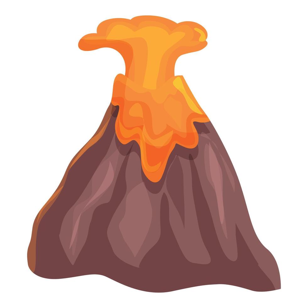 Big erupting volcano with flowing lava vector