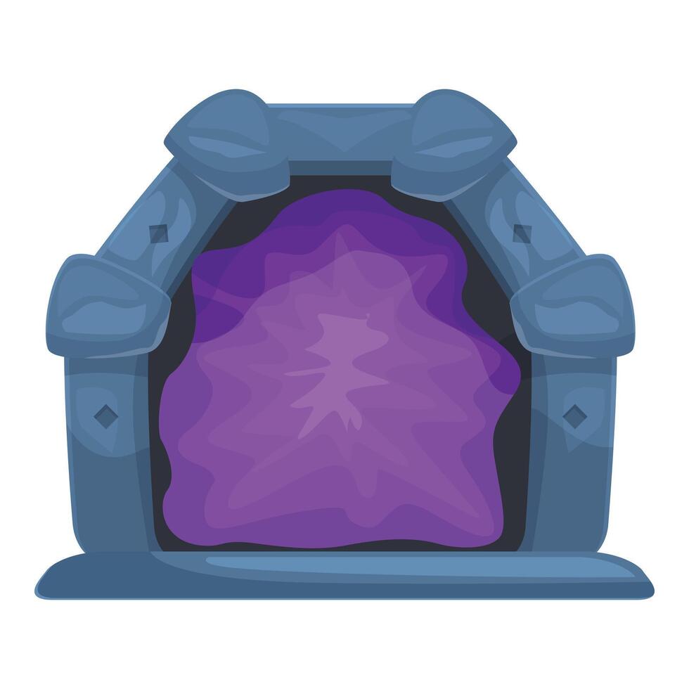 Magic portal glowing with purple light in stone archway vector
