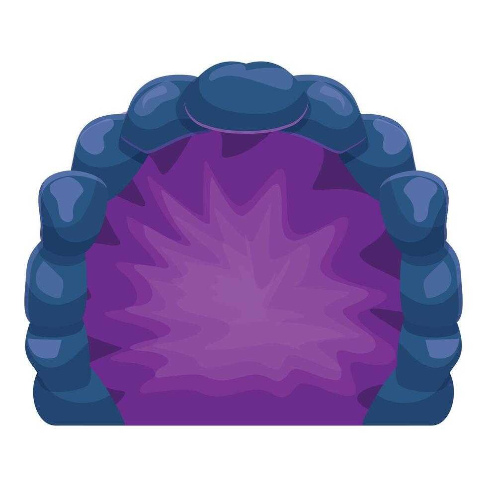 Magic cave entrance glowing with purple light vector
