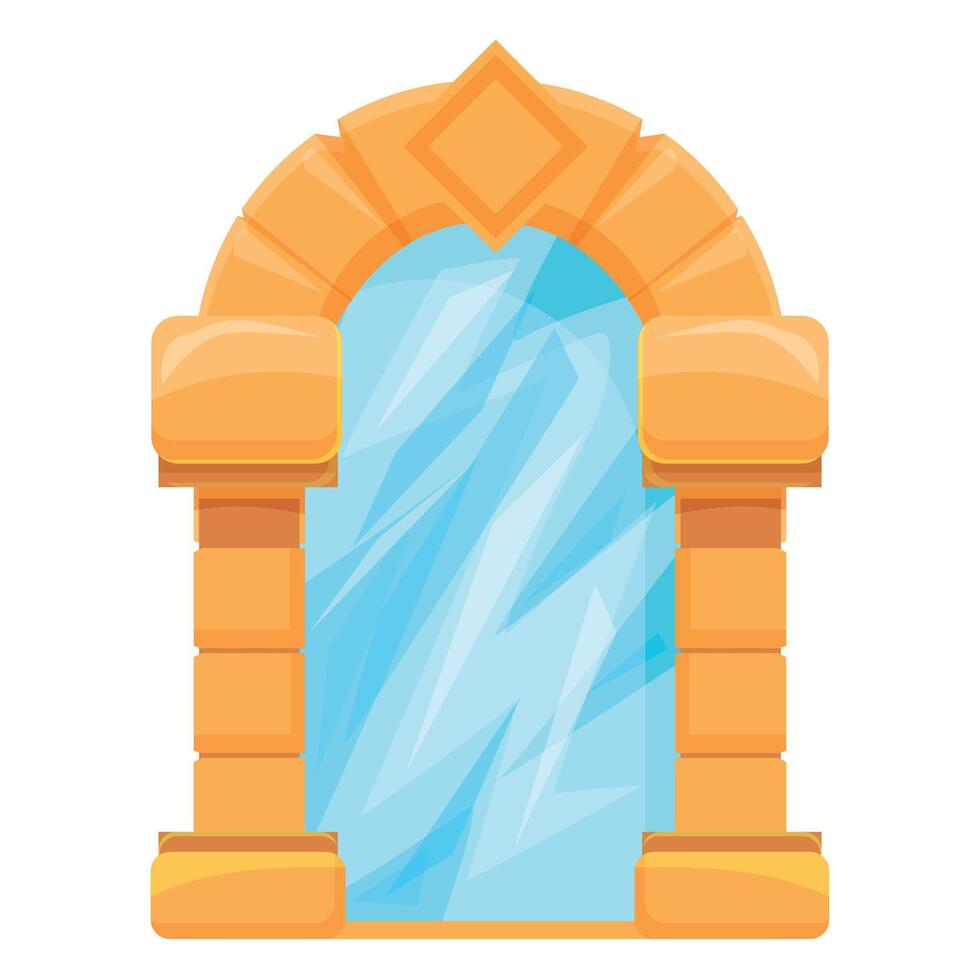 Golden archway reflecting light fantasy portal vector