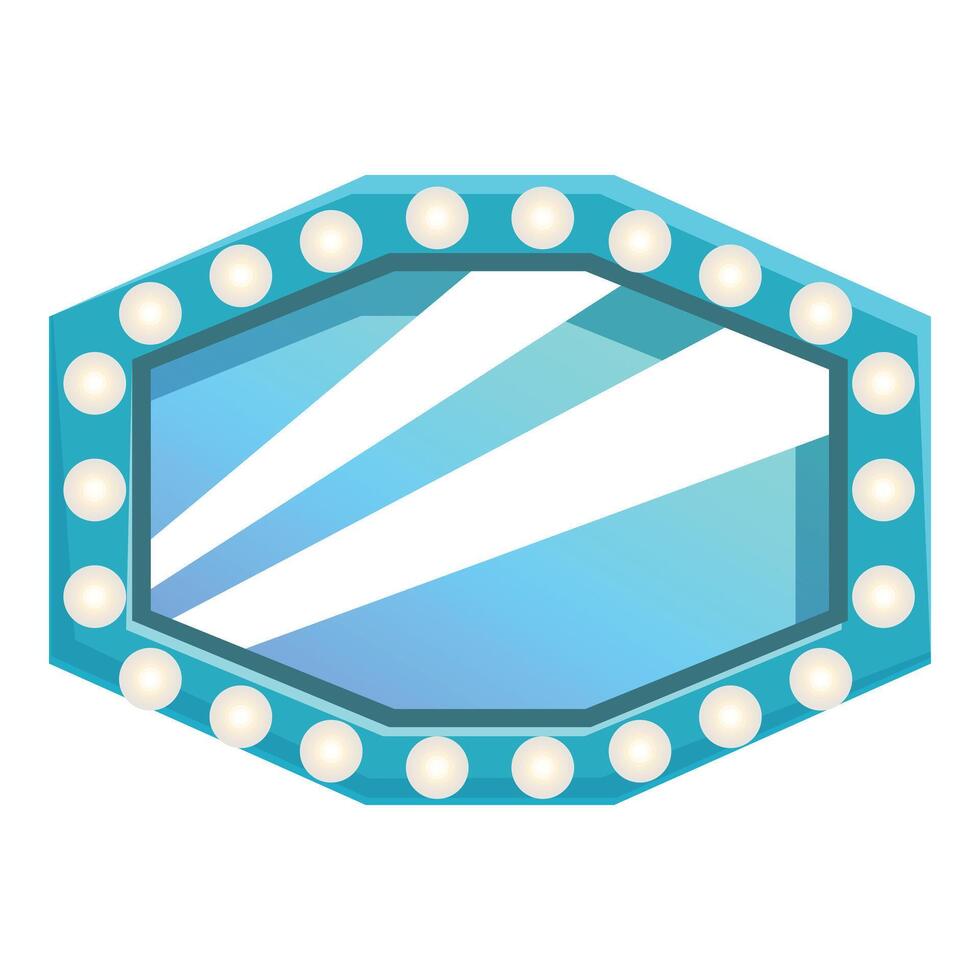 Blue makeup mirror reflecting light beams vector