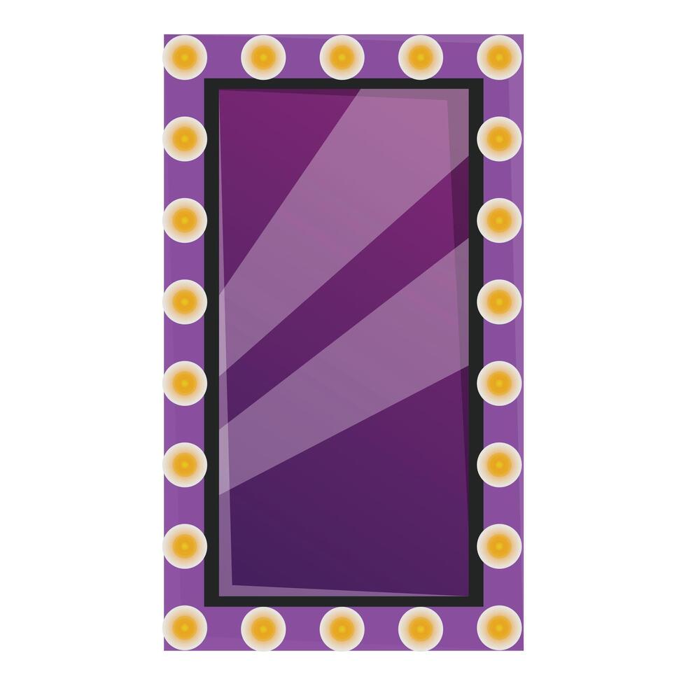 Purple makeup mirror frame with light bulbs for beauty salon vector