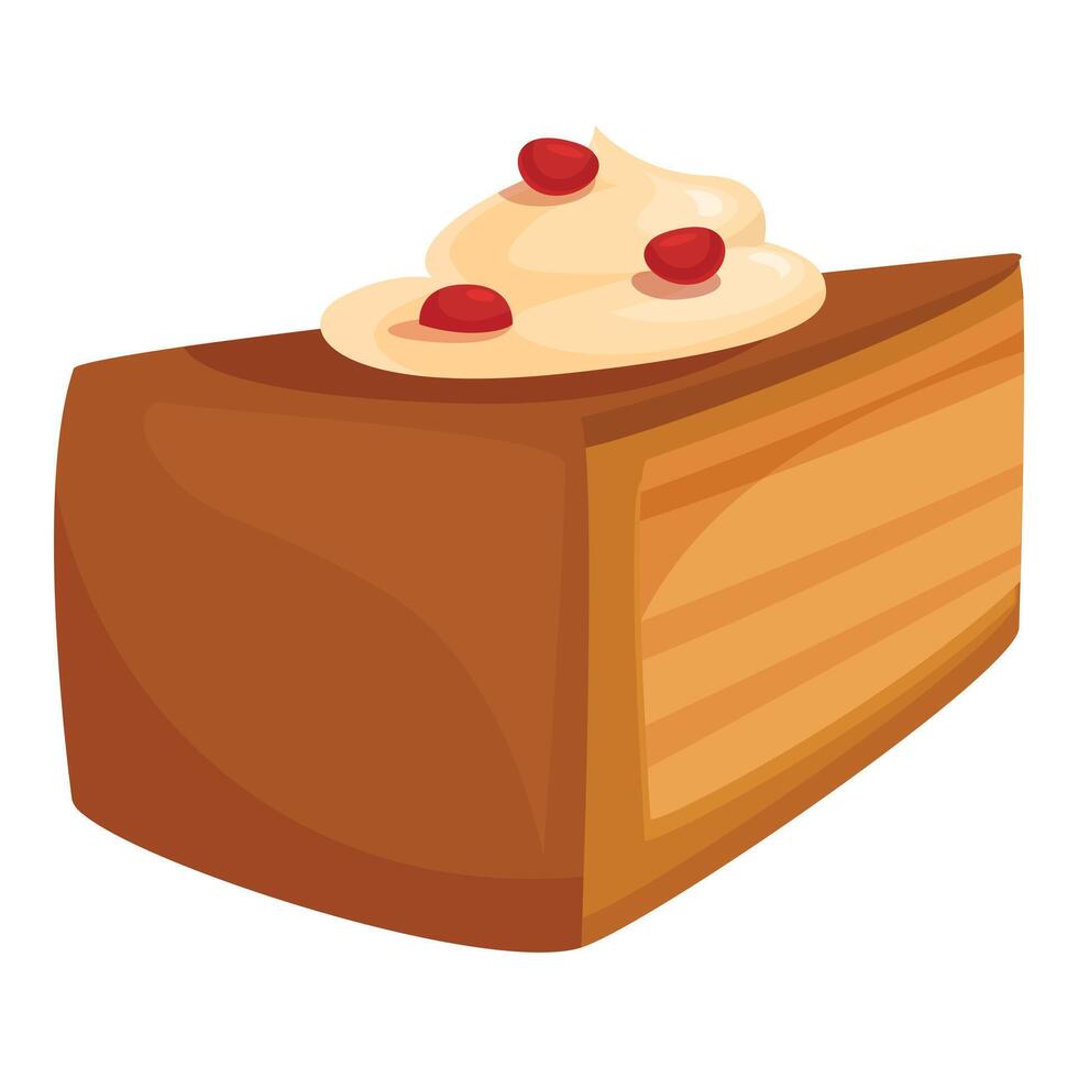 Delicious chocolate cake slice with cream and cherries illustration vector