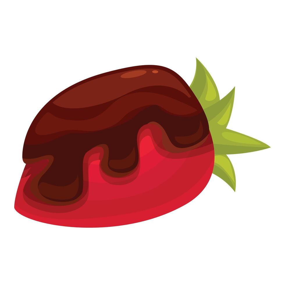 Delicious red strawberry covered with melted chocolate illustration vector