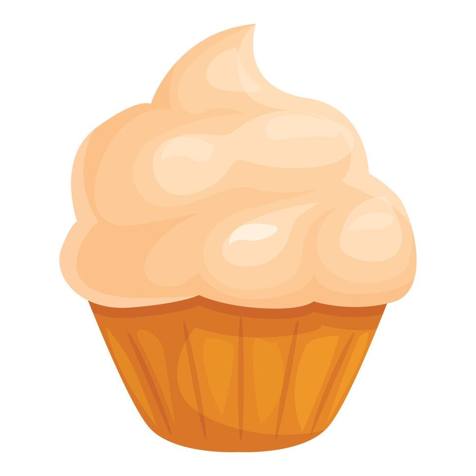 Delicious cupcake with cream swirl standing on white background vector