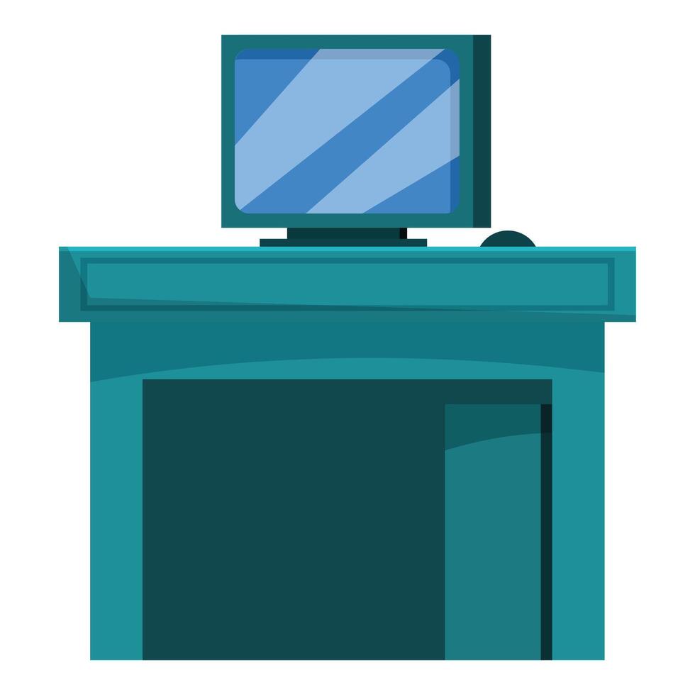 Reception desk with computer showing empty check in area vector