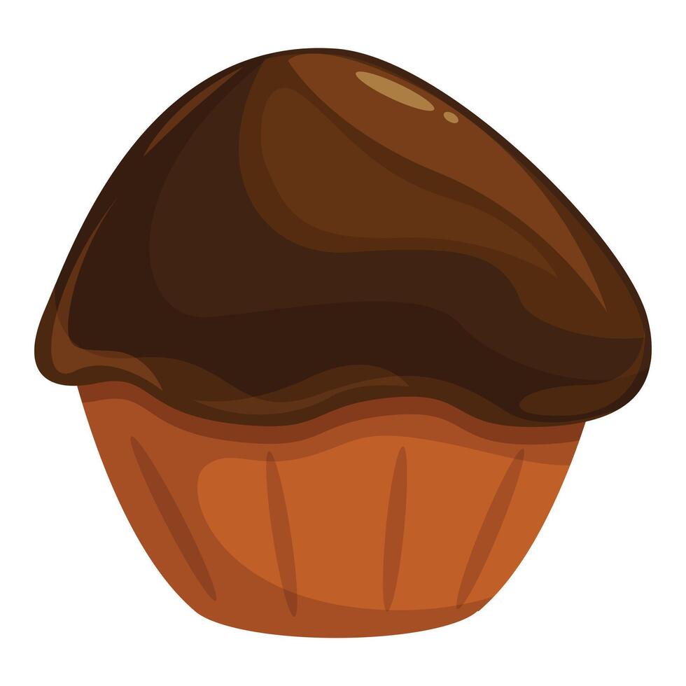 Delicious chocolate cupcake standing on white background vector