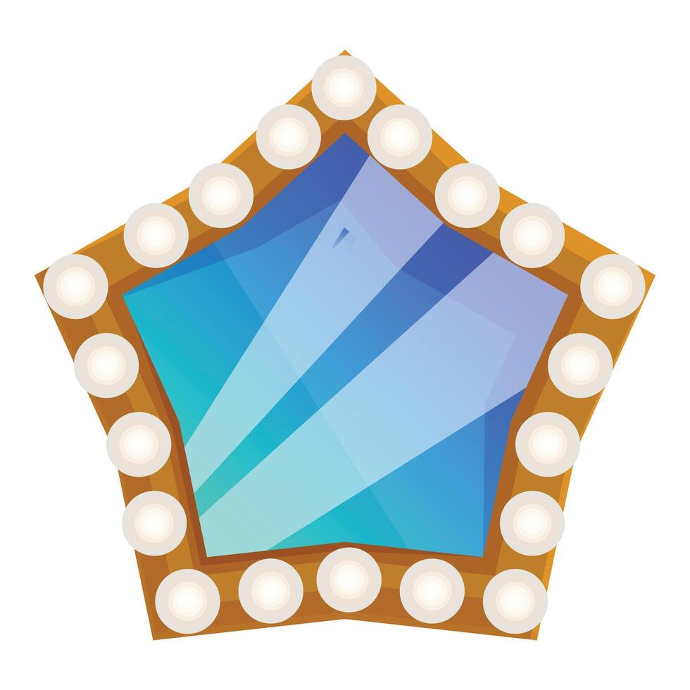 Star shaped mirror reflecting light with lightbulbs for makeup vector