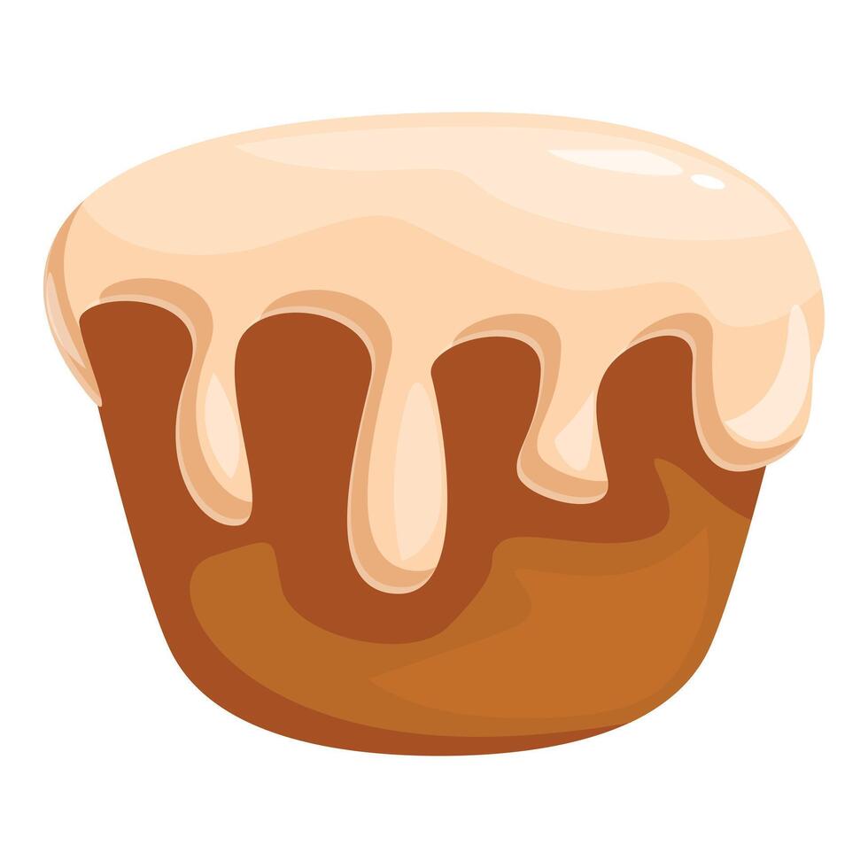 Delicious cupcake dripping with icing on white background vector