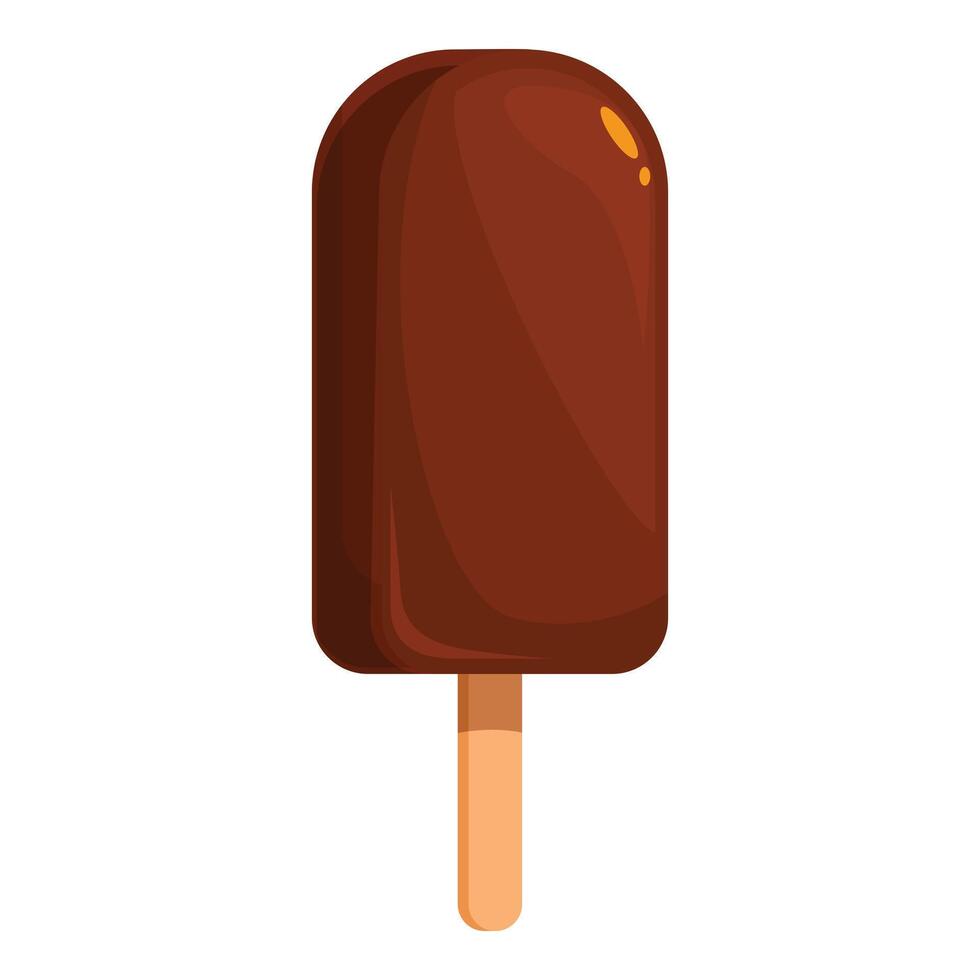Chocolate ice cream melting on a wooden stick on white background vector