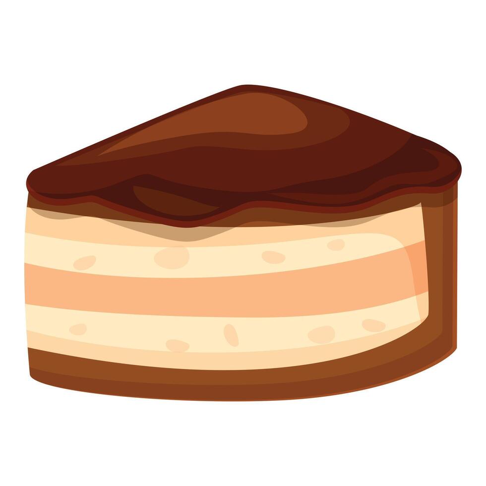 Chocolate cake slice dripping with chocolate icing on white background vector