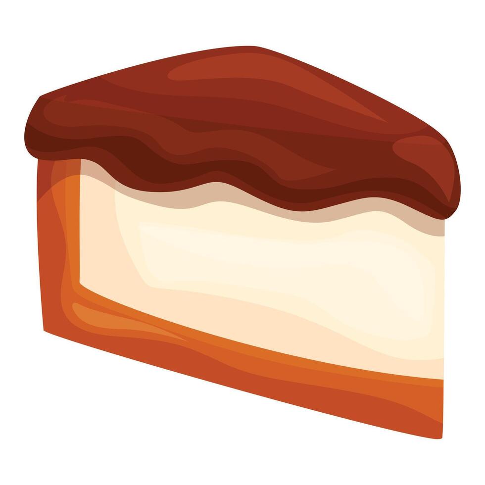 Delicious piece of cake covered in chocolate icing is being served vector