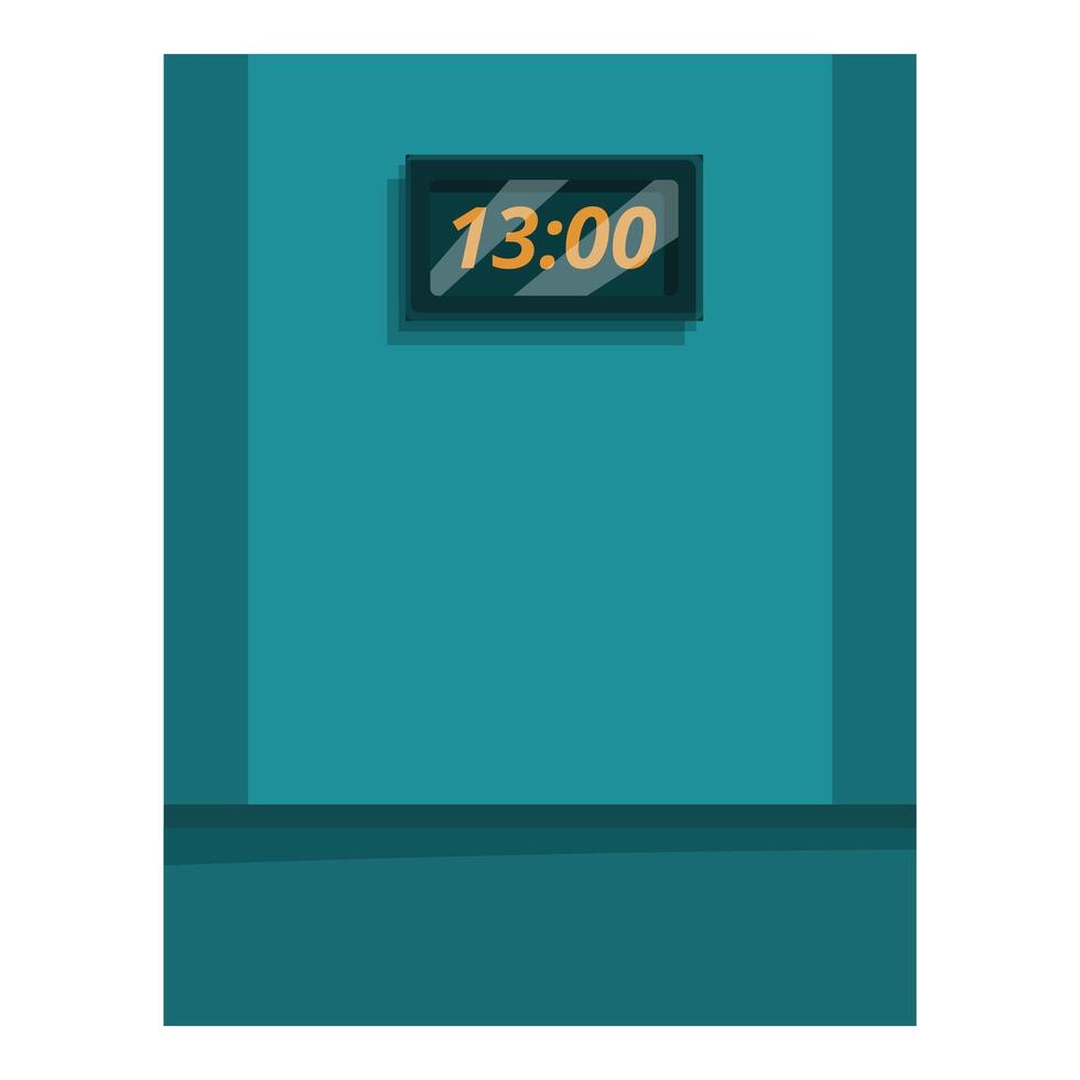 Digital clock showing 13,00 on teal wall vector