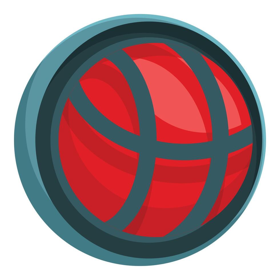 Red sphere glowing inside a round window vector