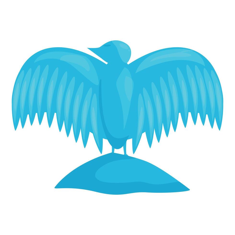 Blue bird spreading its wings while standing on a hill vector