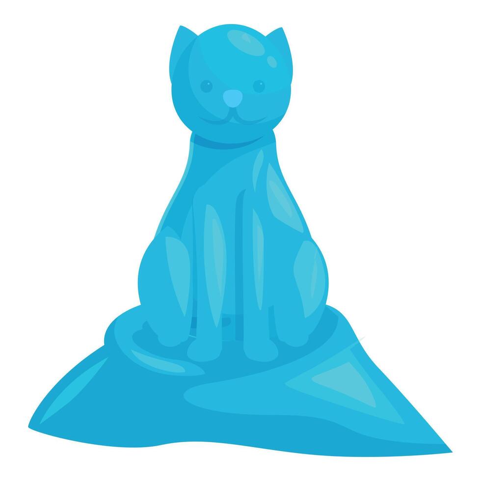 Blue ice sculpture of a cat sitting on a pedestal vector