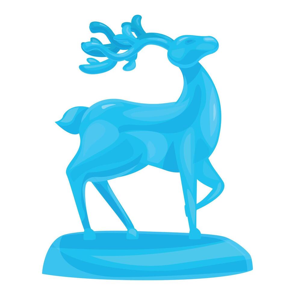 Blue ice sculpture of a deer standing on a pedestal vector