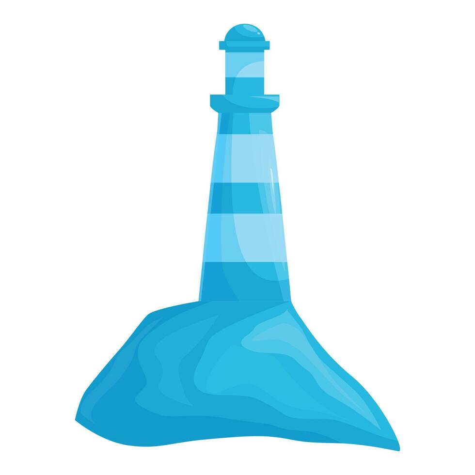 Blue striped lighthouse standing on island illustration vector