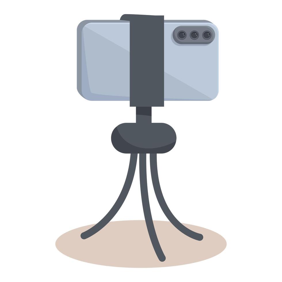 Smartphone is recording being held by a tripod vector