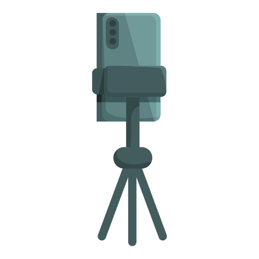 Smartphone mounted on tripod for streaming or recording vector