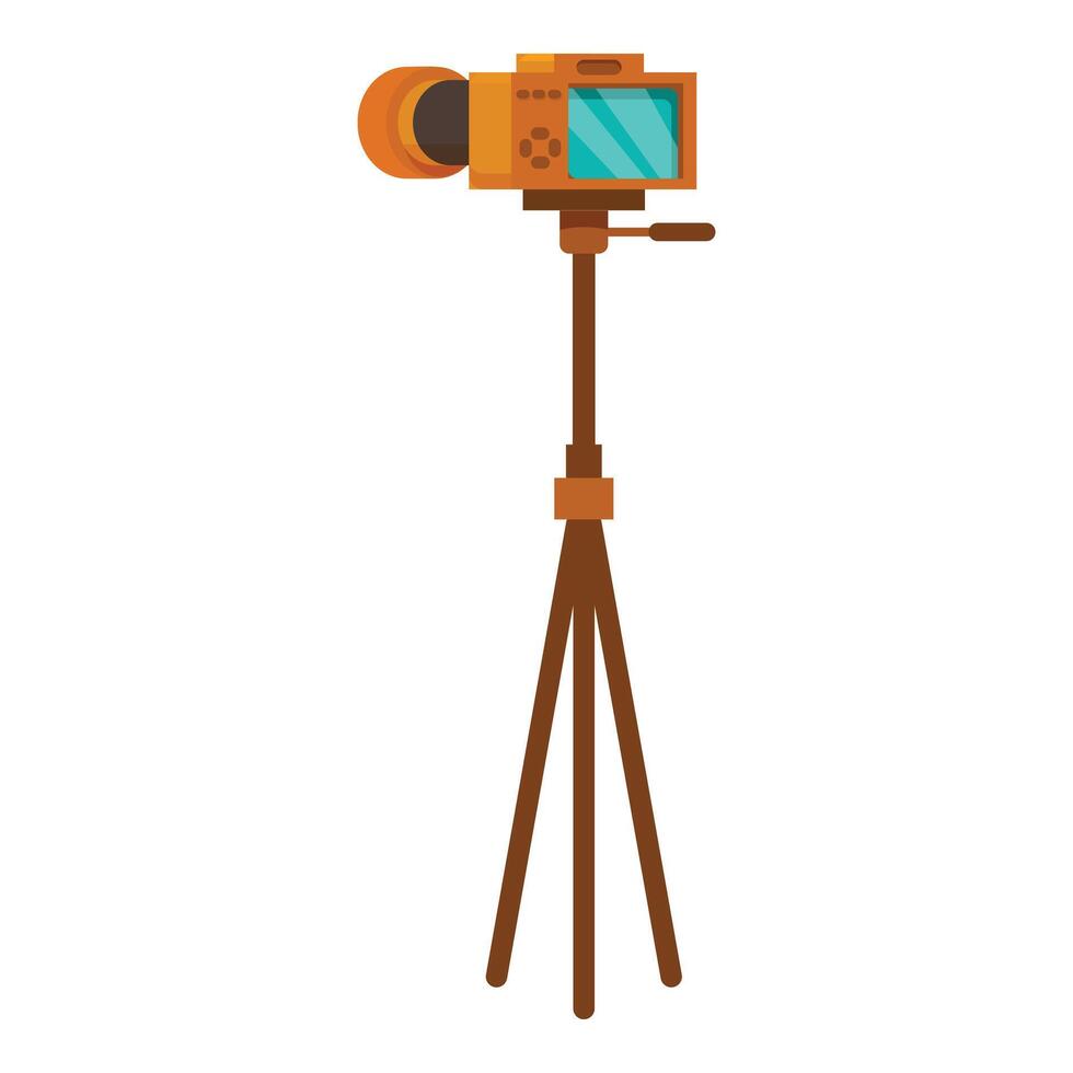 Professional camera standing on tripod recording blog vector