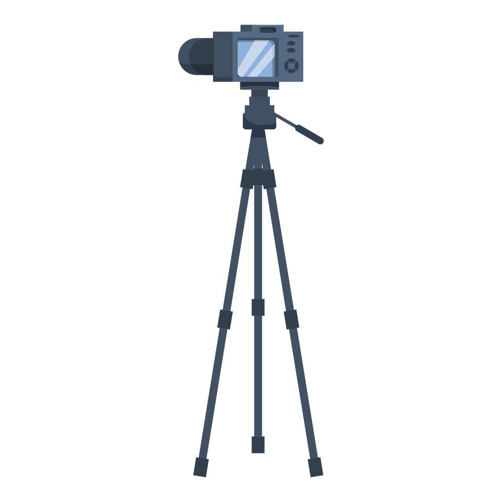 Professional digital camera on tripod recording blog vector