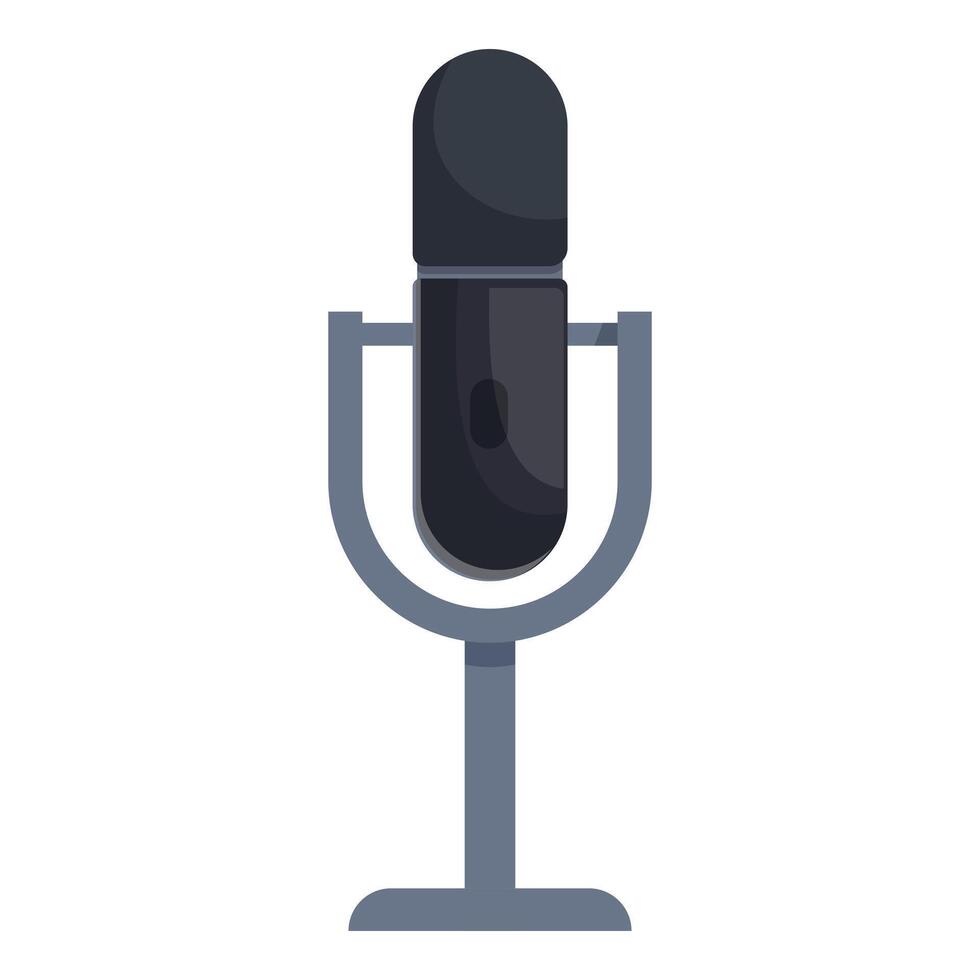 Classic microphone standing on a stand is ready for recording vector