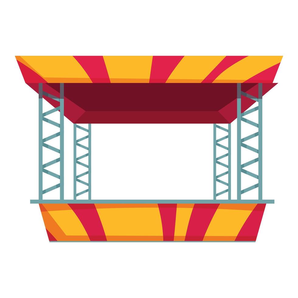 Empty outdoor stage with red and yellow stripes being ready for concert vector