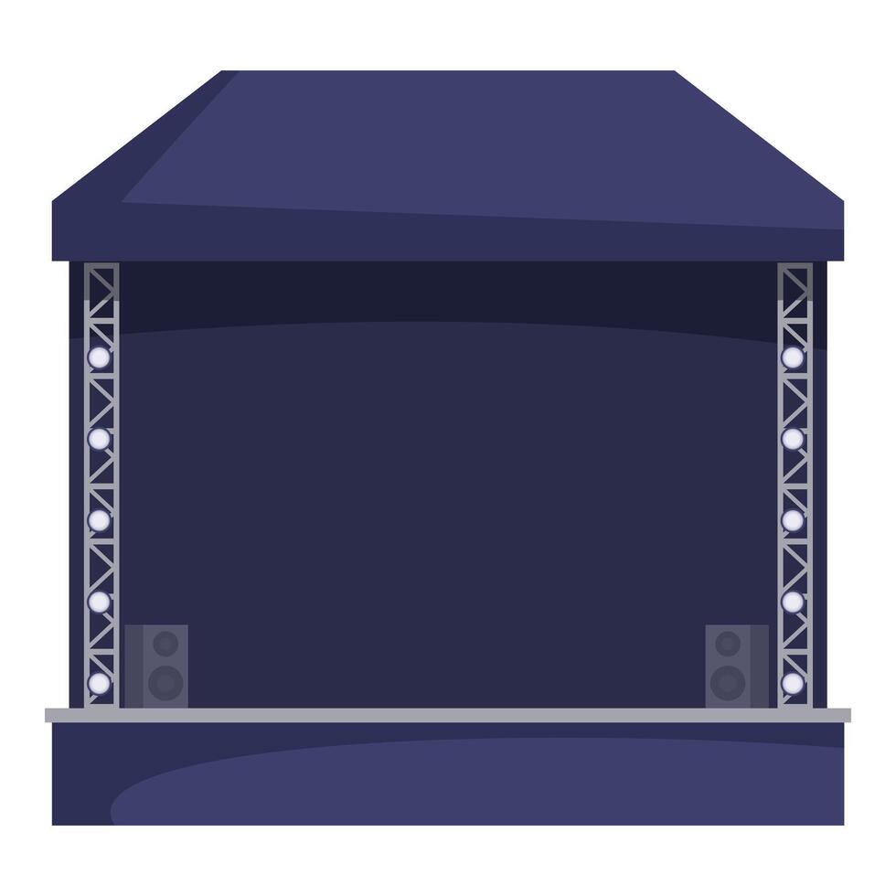 Empty outdoor concert stage with lighting equipment is waiting for a band vector