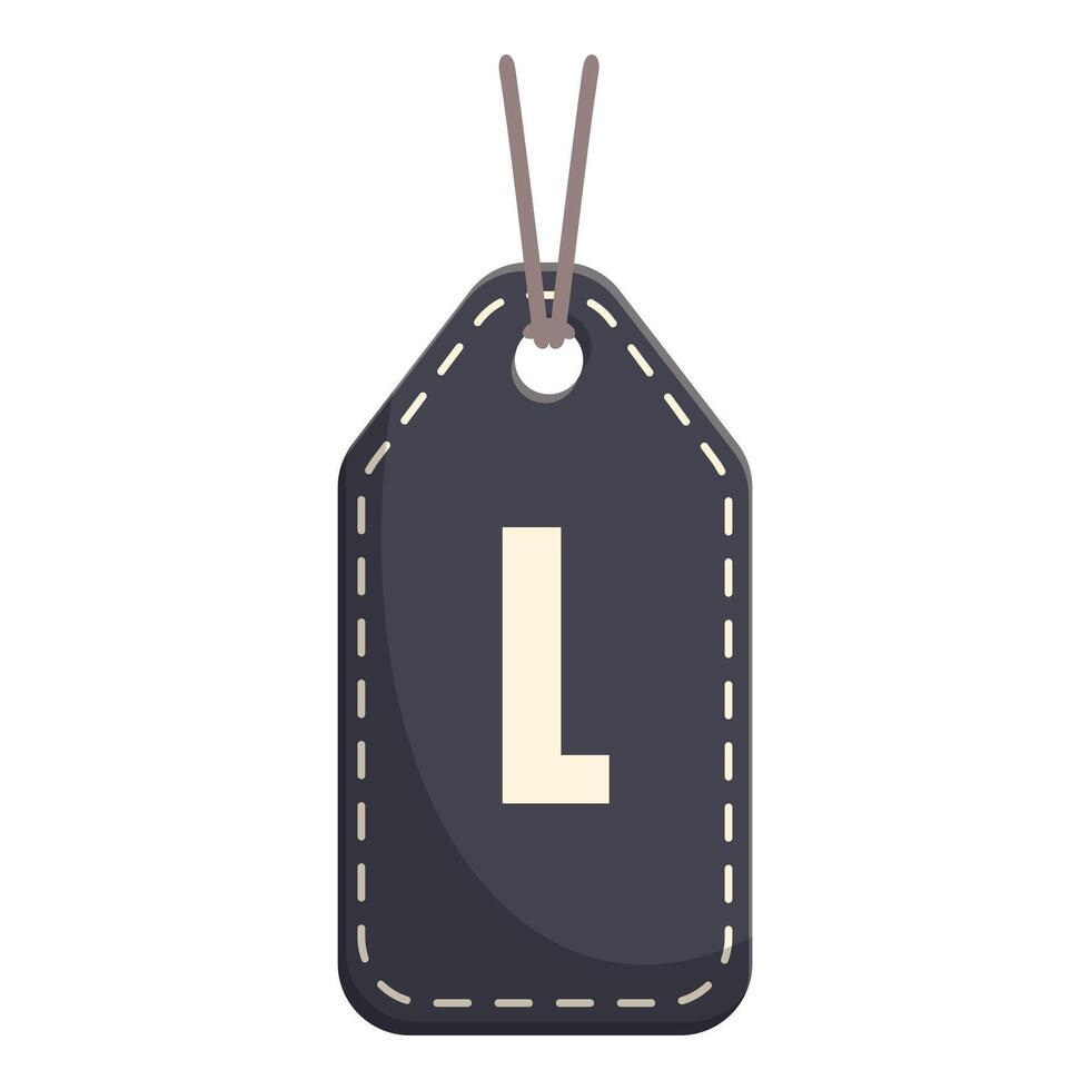 Dark gray clothing size tag displaying letter l vector
