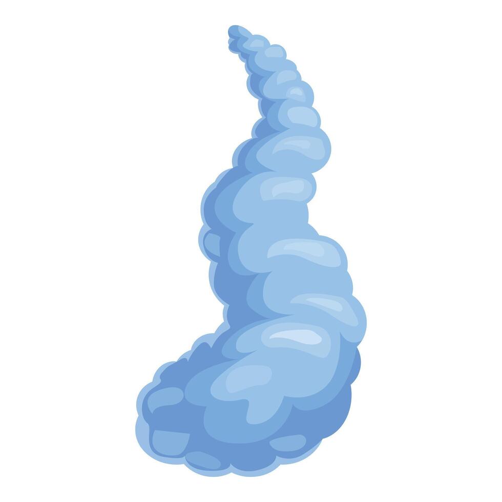 Blue smoke cartoon is rising up in spiral shape vector