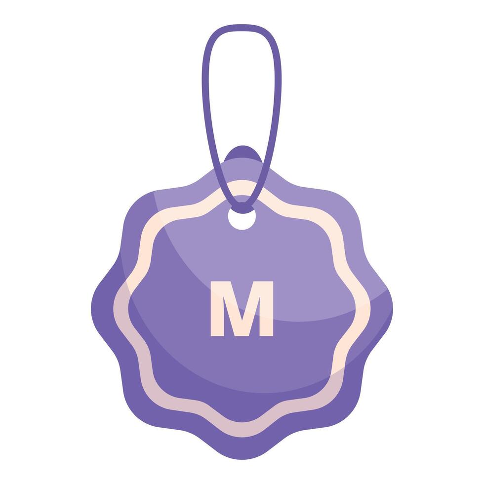 Purple medium size clothing tag hanging with string vector