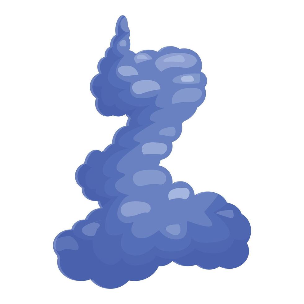 Blue smoke cloud swirling upwards on white background vector