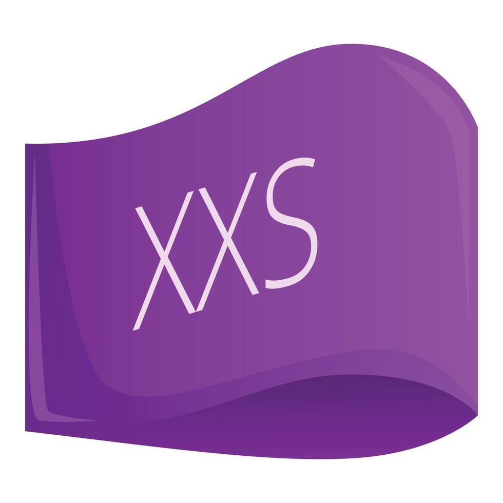 Purple glossy clothing size tag displaying xxs vector