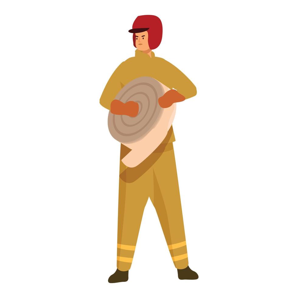 Fireman is holding a fire hose, ready for action vector