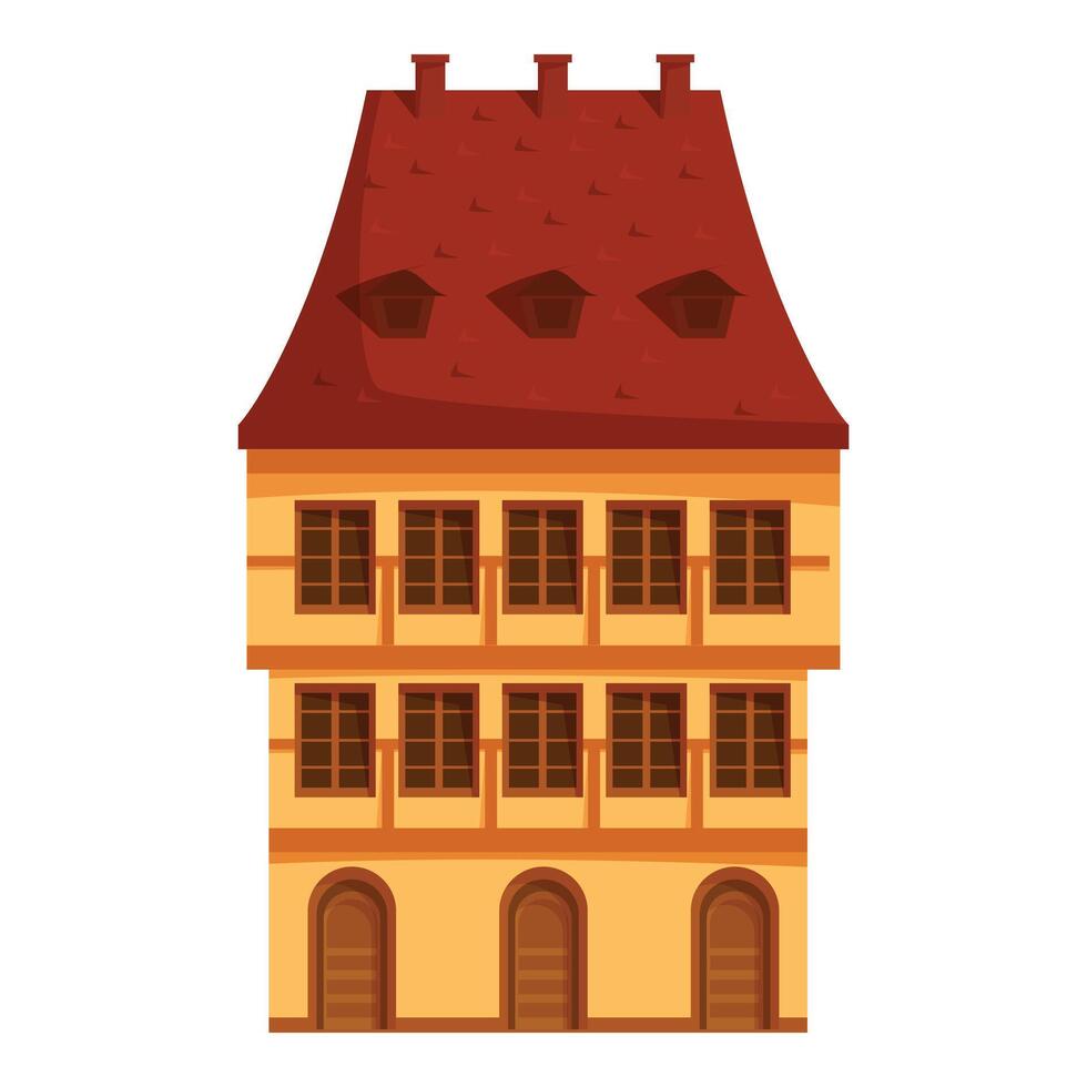 Old european house with red tiled roof standing on white background vector