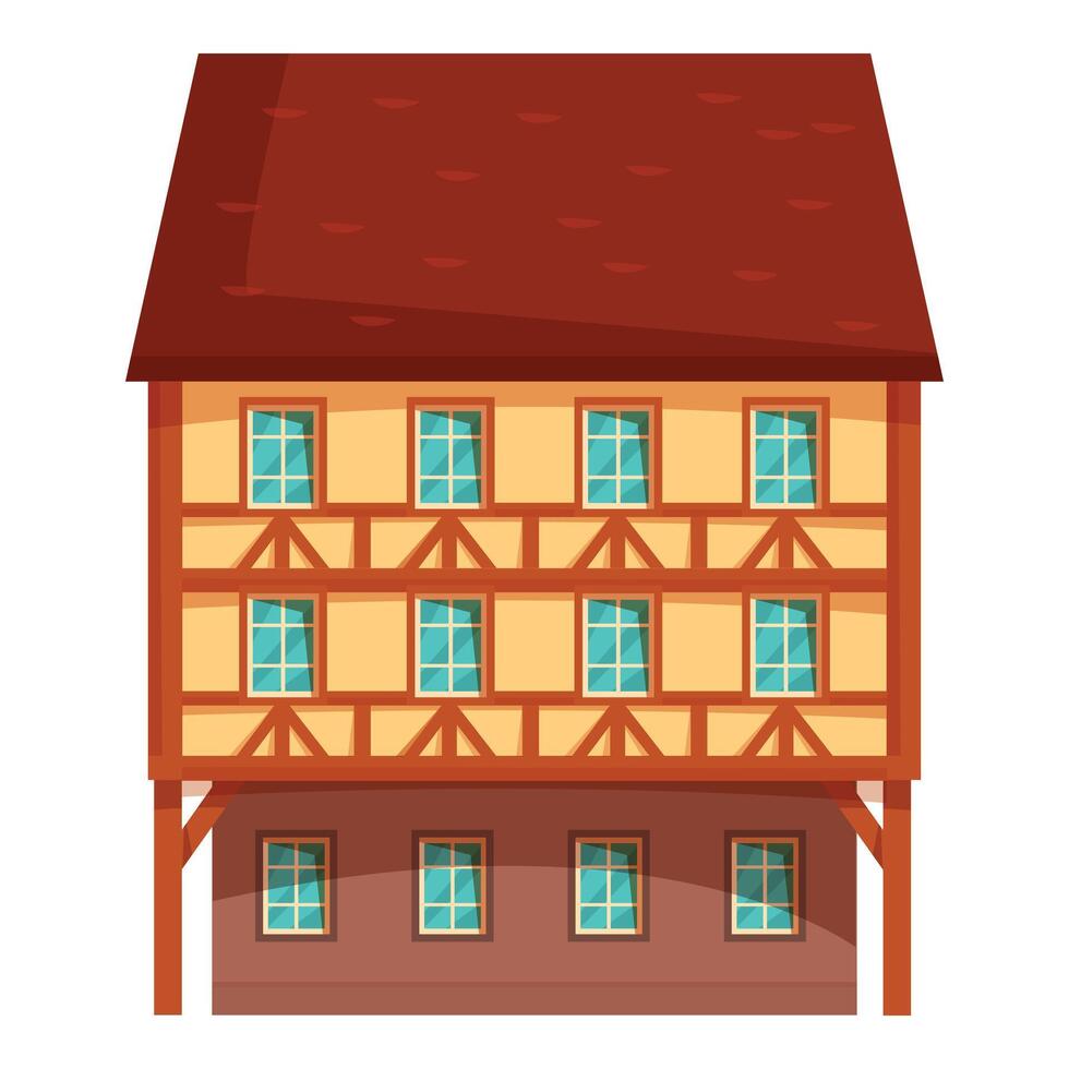 Traditional european architecture, a half timbered house featuring a red tile roof vector