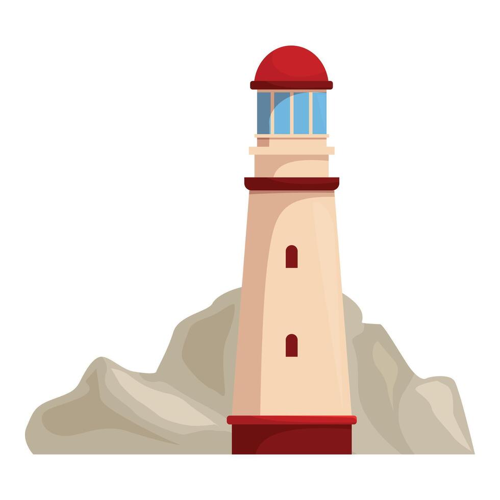 Tall lighthouse standing on a cliff overlooking the sea vector