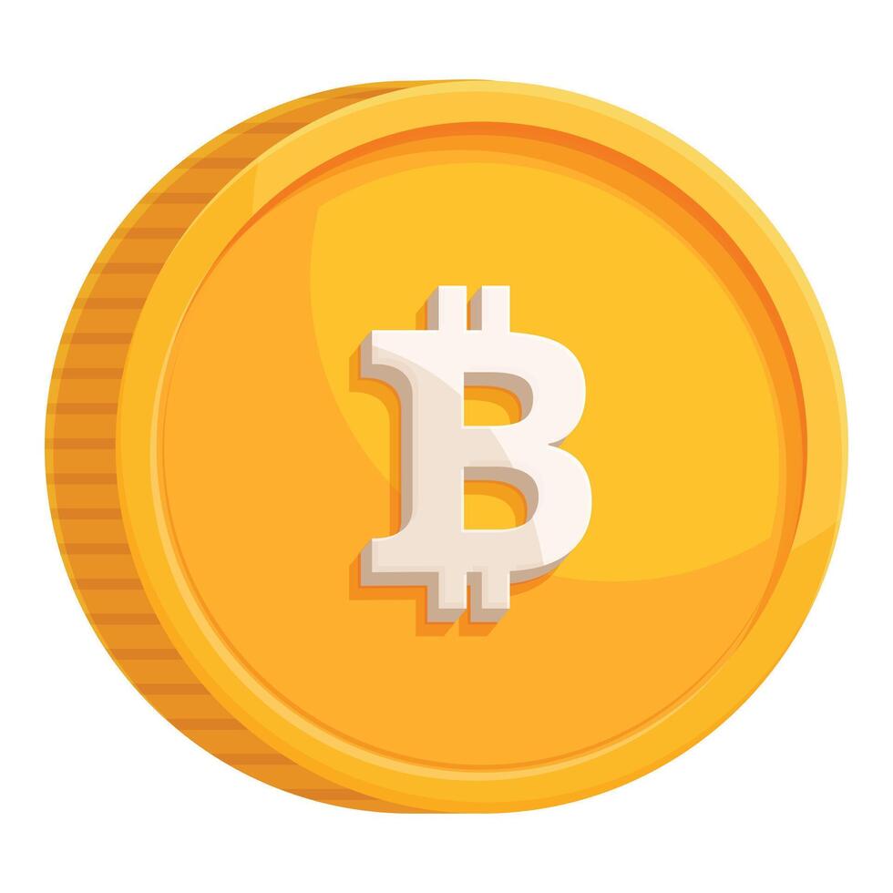 Golden bitcoin coin representing cryptocurrency and digital asset investment vector