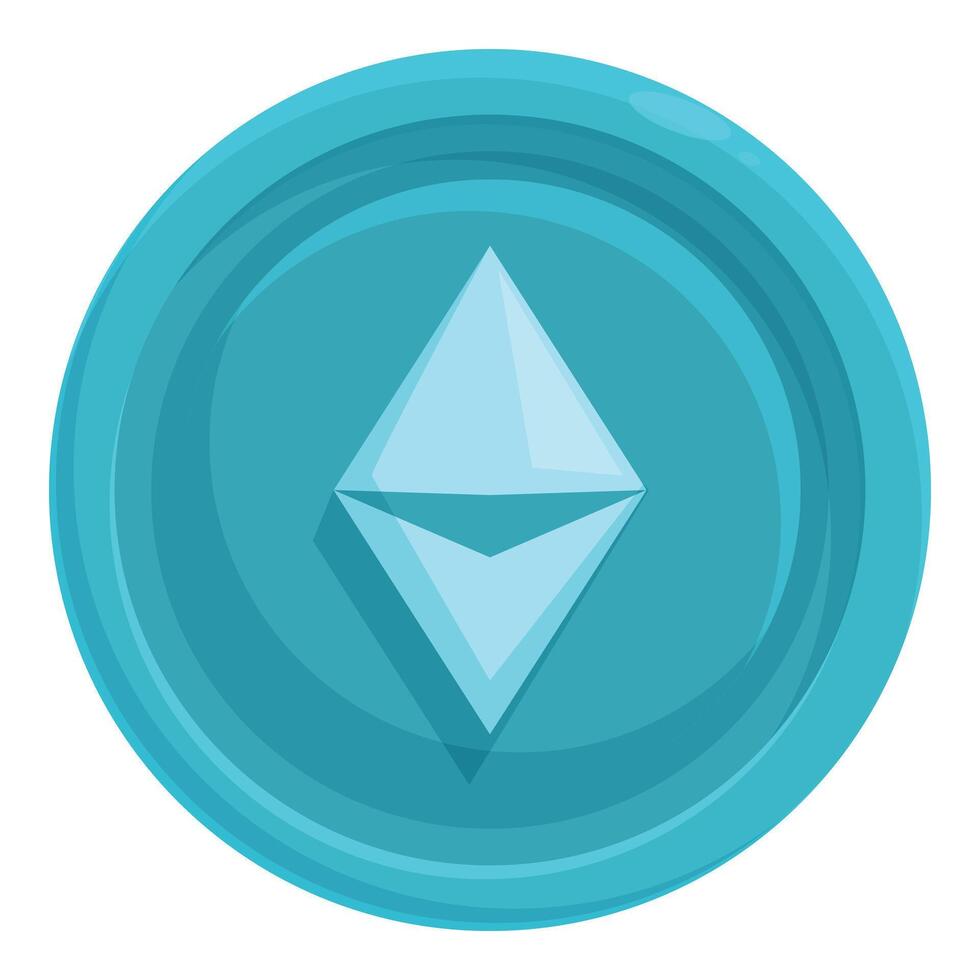 Ethereum cryptocurrency coin showing the digital currency vector