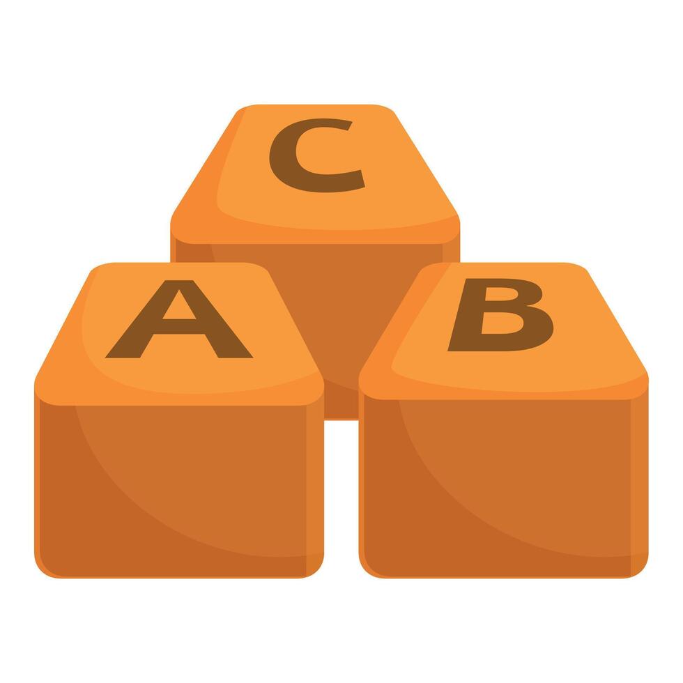 Three orange keyboard keys forming ascending steps with letters a b c vector