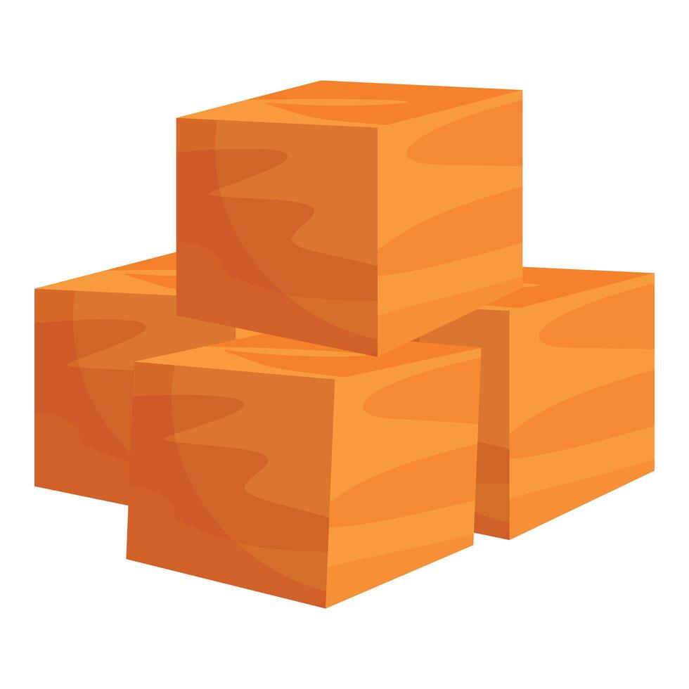 Four wooden cubes stacked on top of each other forming a pyramid vector